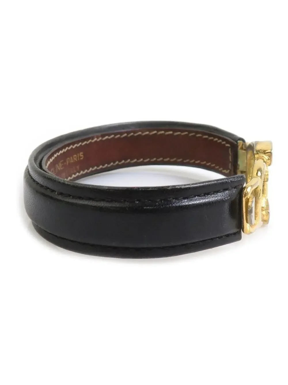 Auth Celine Bracelet Black/Gold #303072C18B